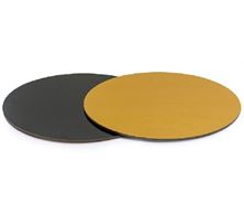 Picture of ROUND CAKE CARDS GOLD AND BLACK 24CM  ( 10 INCH) X 0.3CM